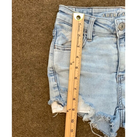 American Eagle Shorts Womens 0 Low Rise Distressed Next Level Stretch Y2K Denim - Picture 3 of 9